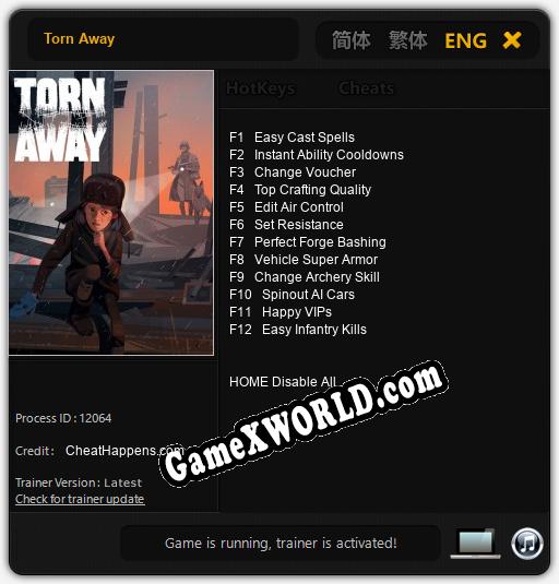 Torn Away: Читы, Трейнер +12 [CheatHappens.com]