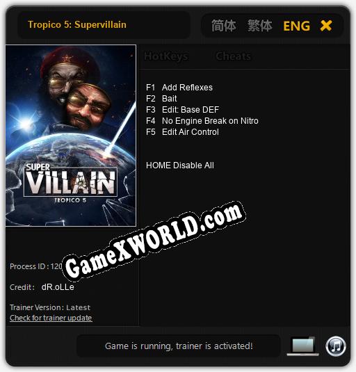 Tropico 5: Supervillain: Читы, Трейнер +5 [dR.oLLe]