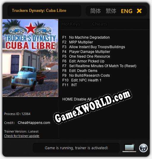 Truckers Dynasty: Cuba Libre: Трейнер +8 [v1.8]