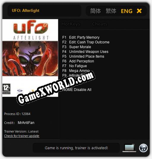 UFO: Afterlight: Читы, Трейнер +9 [MrAntiFan]