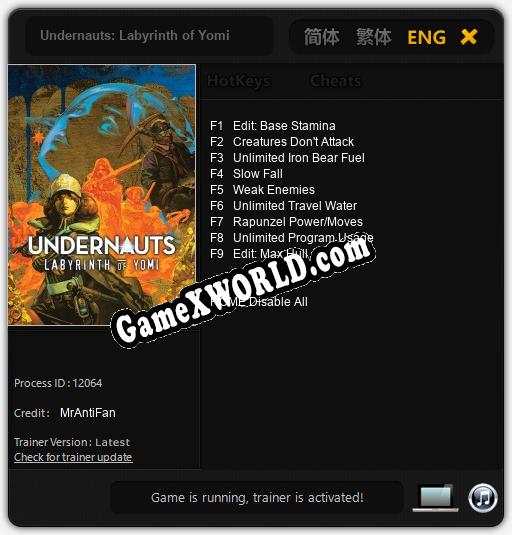 Undernauts: Labyrinth of Yomi: Трейнер +9 [v1.6]