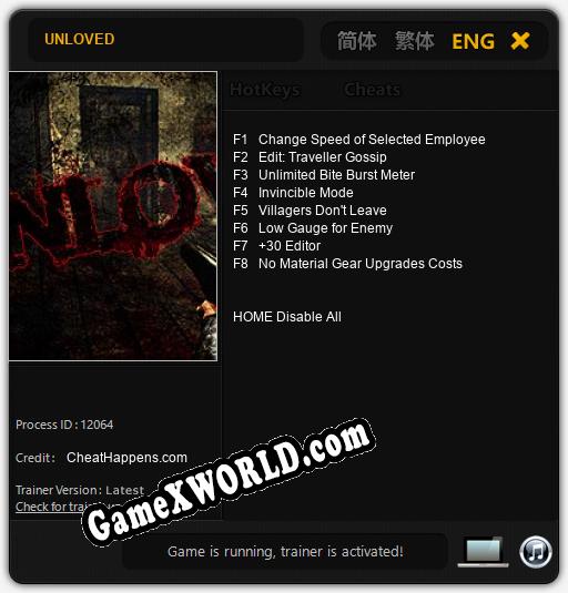 UNLOVED: Читы, Трейнер +8 [CheatHappens.com]