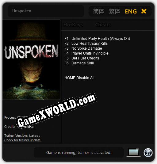 Unspoken: Читы, Трейнер +6 [MrAntiFan]
