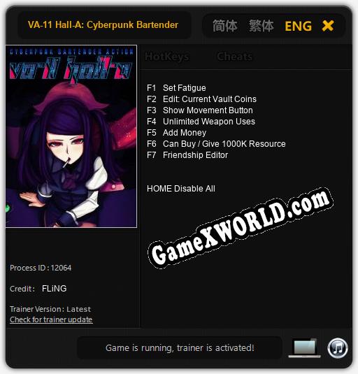 VA-11 Hall-A: Cyberpunk Bartender Action: ТРЕЙНЕР И ЧИТЫ (V1.0.76)
