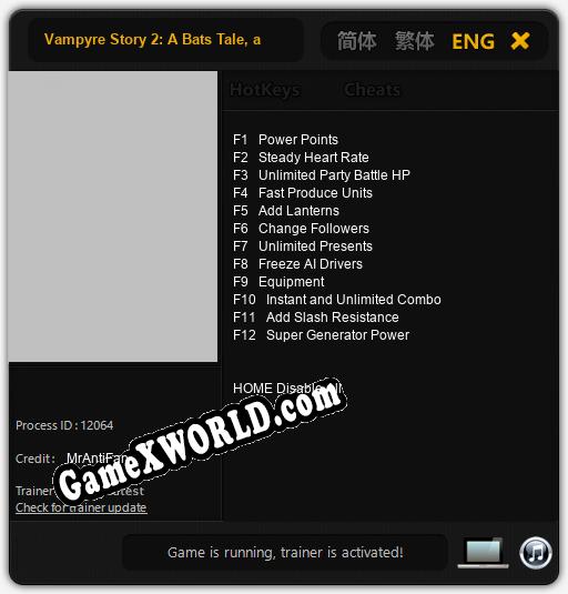 Vampyre Story 2: A Bats Tale, a: ТРЕЙНЕР И ЧИТЫ (V1.0.20)