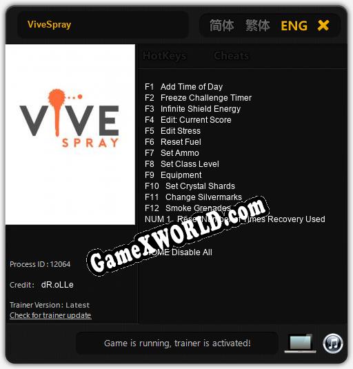 ViveSpray: Трейнер +13 [v1.8]