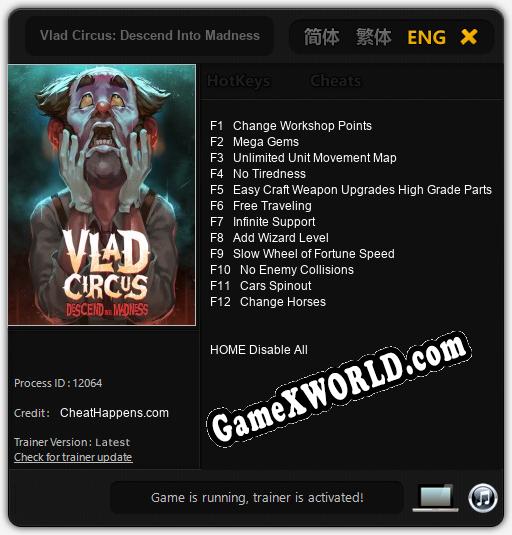 Vlad Circus: Descend Into Madness: Трейнер +12 [v1.8]