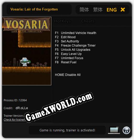 Vosaria: Lair of the Forgotten: Читы, Трейнер +8 [dR.oLLe]