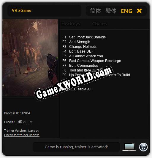 VR zGame: Трейнер +9 [v1.2]