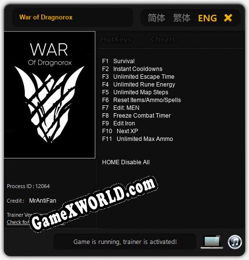 War of Dragnorox: Трейнер +11 [v1.9]