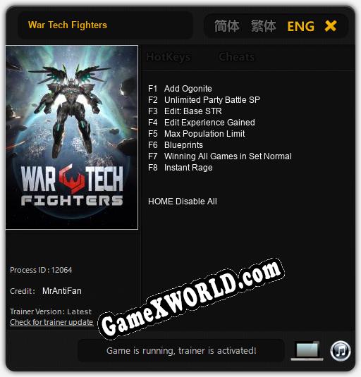 War Tech Fighters: Трейнер +8 [v1.1]