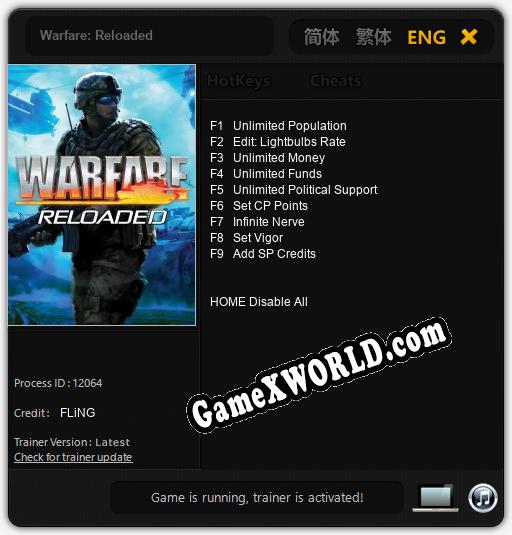 Warfare: Reloaded: Трейнер +9 [v1.1]