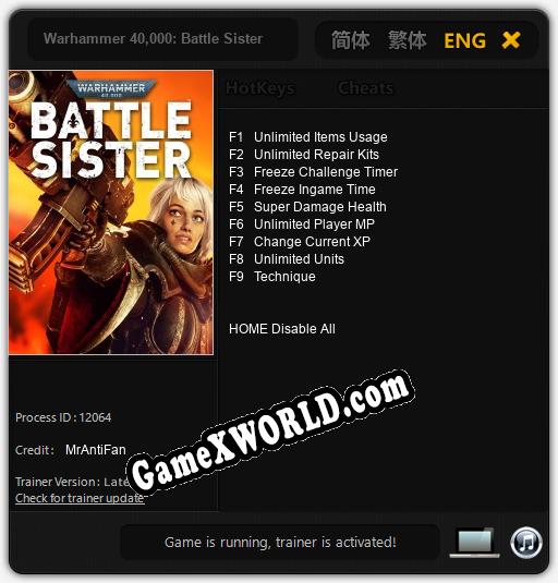 Трейнер для Warhammer 40,000: Battle Sister [v1.0.3]