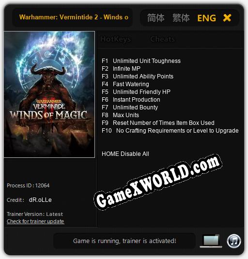 Warhammer: Vermintide 2 - Winds of Magic: Читы, Трейнер +10 [dR.oLLe]