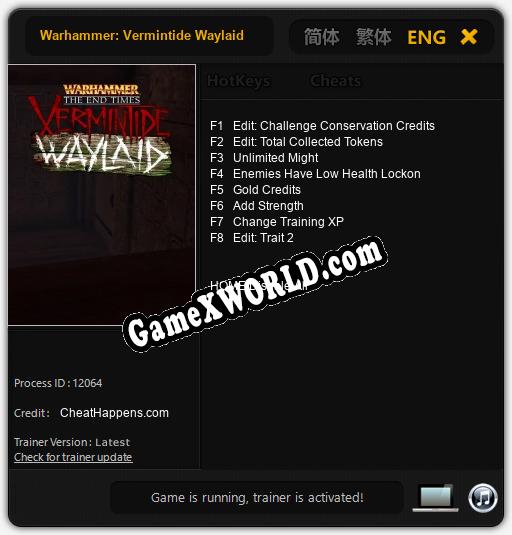 Трейнер для Warhammer: Vermintide Waylaid [v1.0.6]