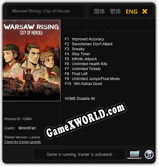 Трейнер для Warsaw Rising: City of Heroes [v1.0.3]