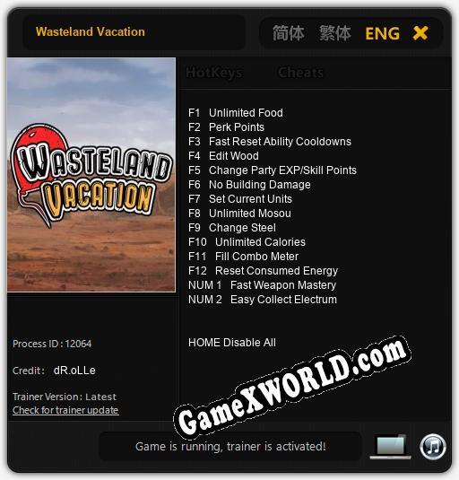 Wasteland Vacation: Трейнер +14 [v1.6]