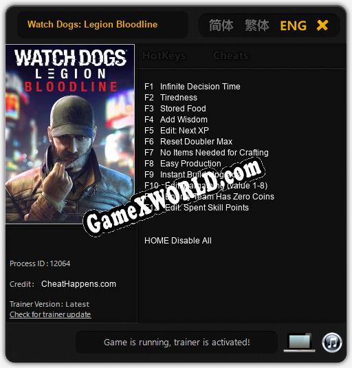 Watch Dogs: Legion Bloodline: Трейнер +12 [v1.5]