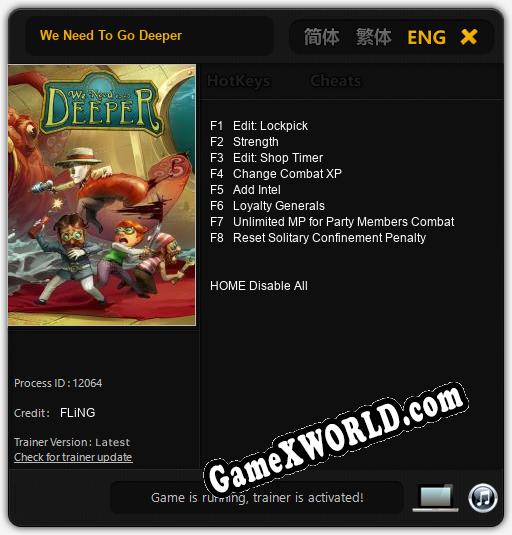 Трейнер для We Need To Go Deeper [v1.0.7]