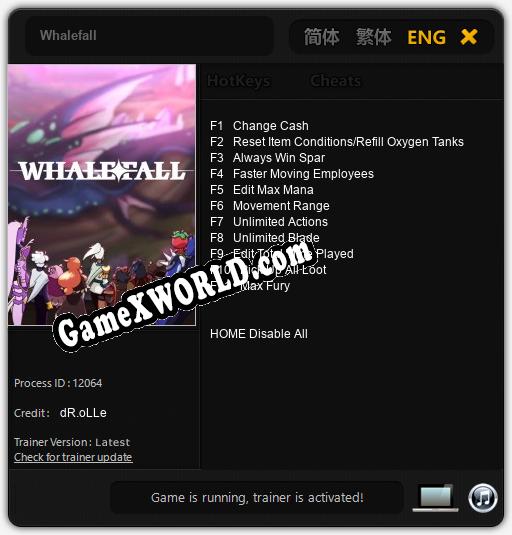 Whalefall: Читы, Трейнер +11 [dR.oLLe]