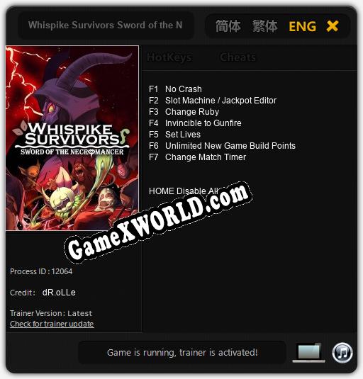 Whispike Survivors Sword of the Necromancer: Трейнер +7 [v1.5]