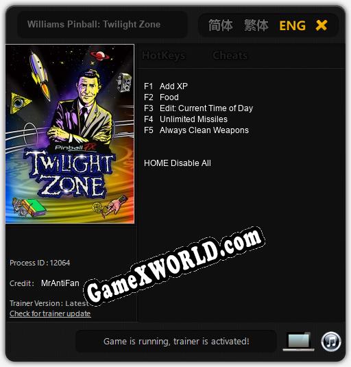 Williams Pinball: Twilight Zone: Читы, Трейнер +5 [MrAntiFan]