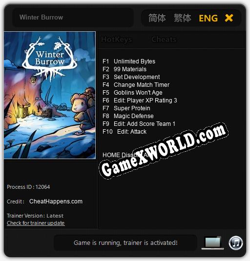 Трейнер для Winter Burrow [v1.0.3]