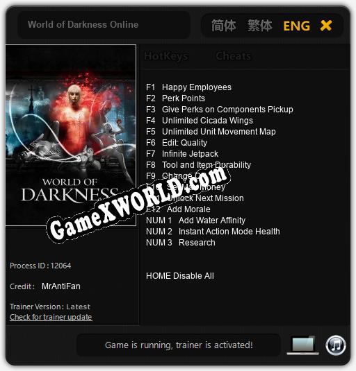World of Darkness Online: Трейнер +15 [v1.2]