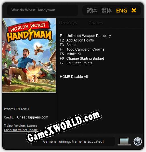 Worlds Worst Handyman: Трейнер +7 [v1.6]