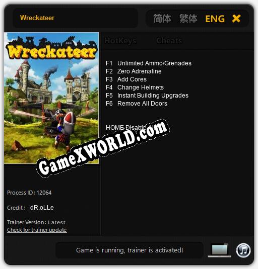 Трейнер для Wreckateer [v1.0.7]