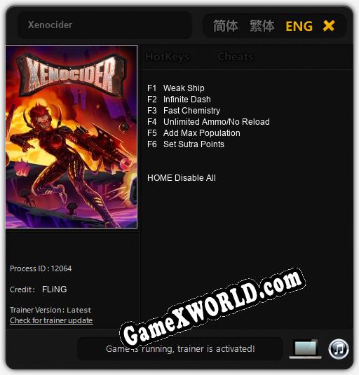 Xenocider: Трейнер +6 [v1.6]