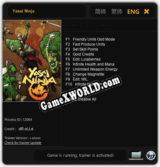 Yasai Ninja: Трейнер +10 [v1.3]