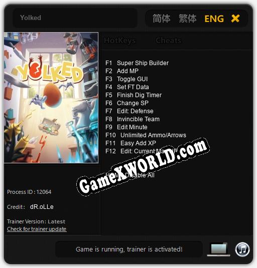 Трейнер для Yolked [v1.0.8]