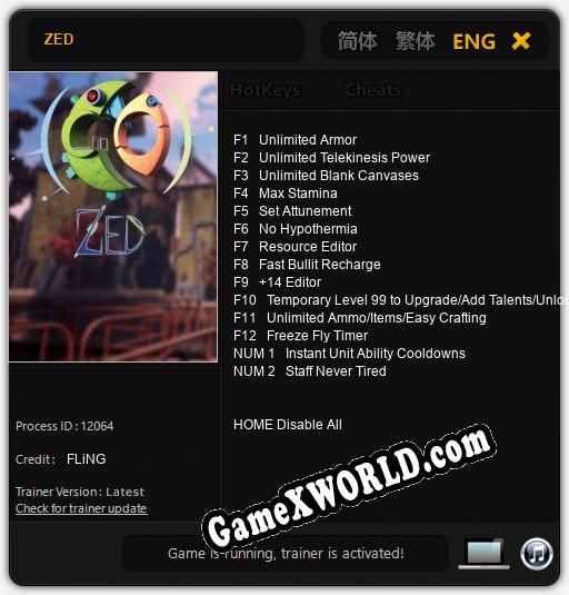 ZED: Трейнер +14 [v1.1]