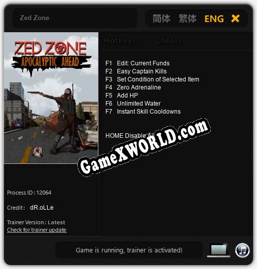 Zed Zone: Трейнер +7 [v1.1]