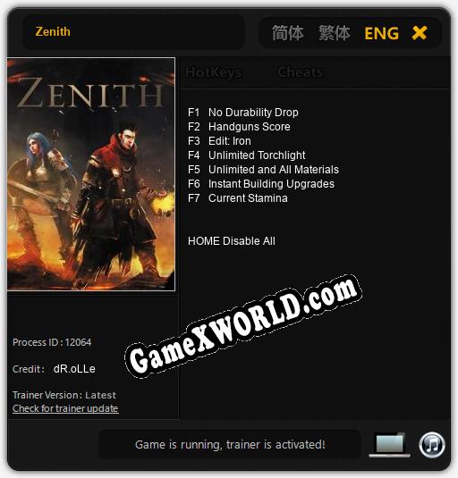 Zenith: Читы, Трейнер +7 [dR.oLLe]