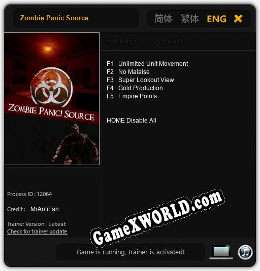 Трейнер для Zombie Panic Source [v1.0.9]
