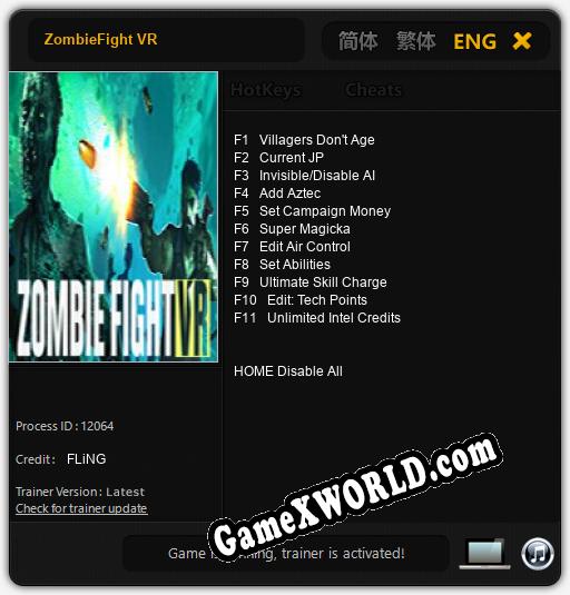 Трейнер для ZombieFight VR [v1.0.8]